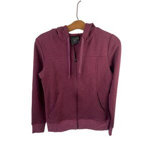 Hylete Full Zip Hoodie Size Small Long Sleeve Maroon Pockets Athleisure Sporty